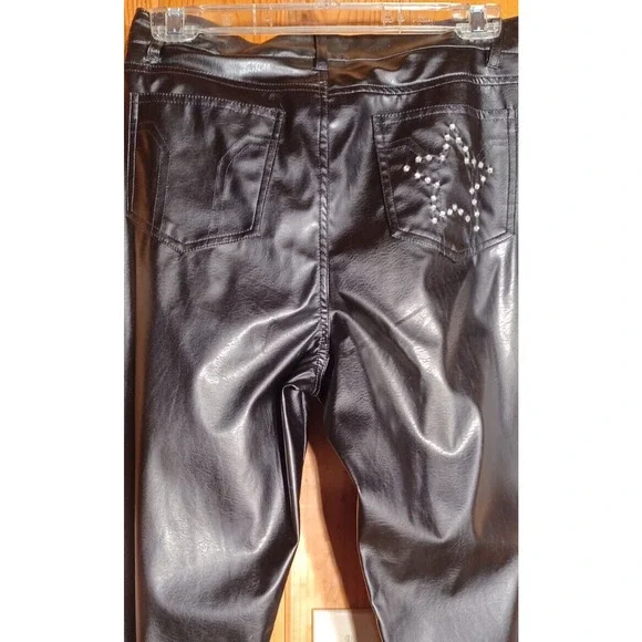 RAG Faux Leather Motorcycle Jacket and Pants with Rhinestones Women's size 9 - Picture 8 of 8